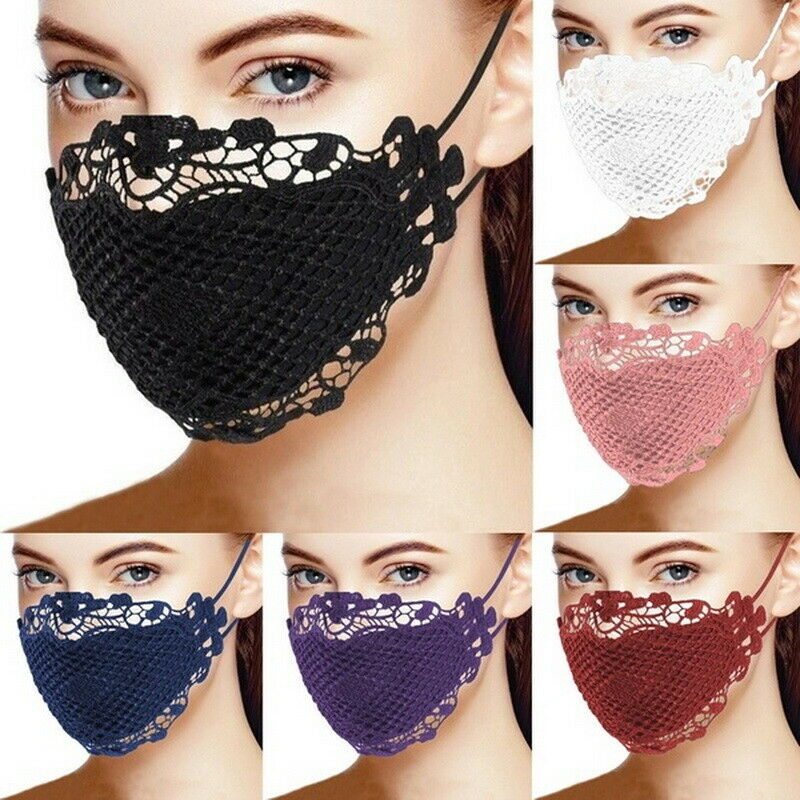 10 Sexy Elegant Ladies Washable Reusable Face Mask Covering Lace Effect Facemask