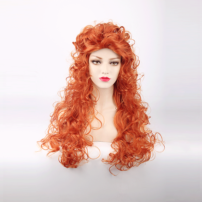 Long Wig Curly Wavy Orange Hair Heat Resistant Women Cosplay Wigs
