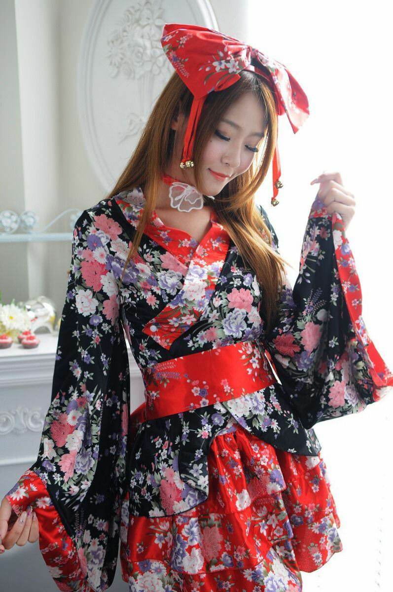 Beauty Japanese Women Ladies Kimono Lolita Maid Uniform Outfit Anime Cosplay Costume Dress Dresses