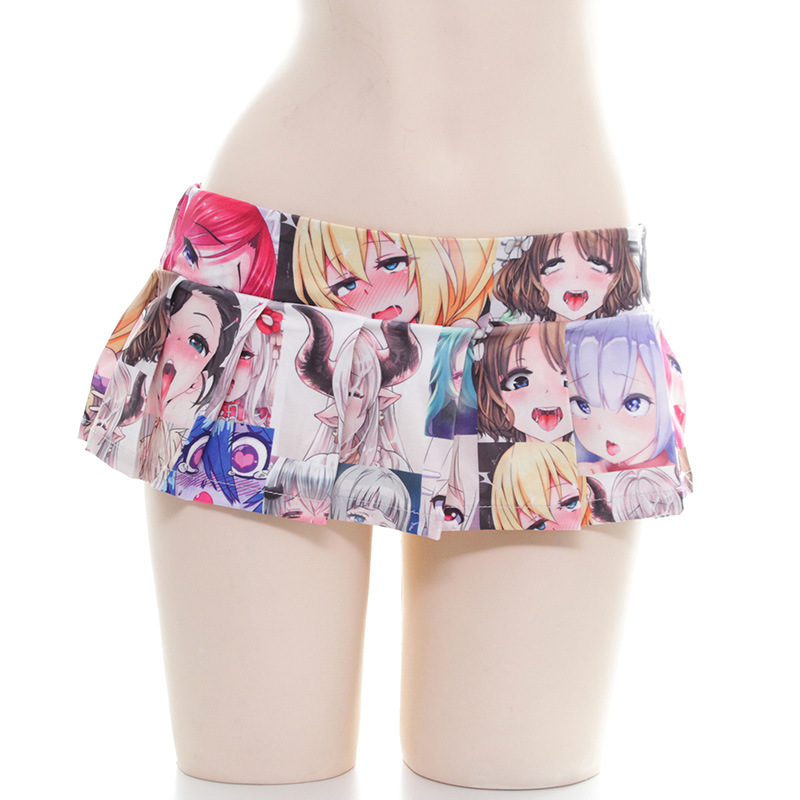 2d Cute Colorful Japanese Comics Anime Cartoon Costume Printed Sexy Pleated Mini Skirt