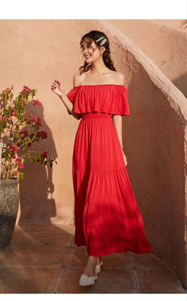 Casual Vacation Off The Shoulder Sexy Dress 4XL main image 1