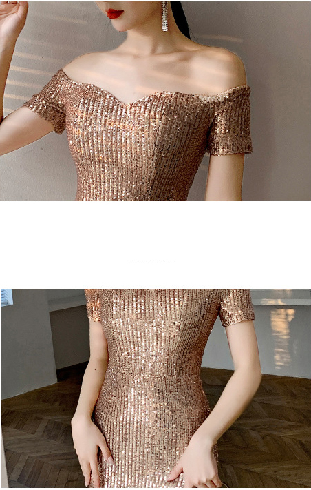 High-end Evening Dress Female Temperament Noble Fishtail Long Banquet Host Dress Skirt Skirt Queen