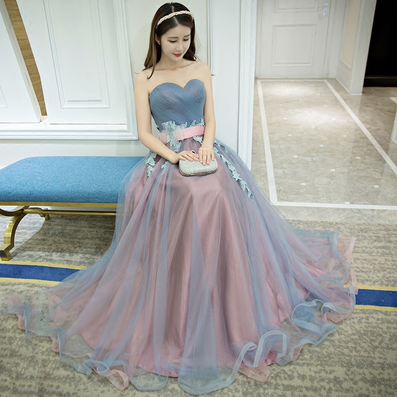 Gorgeous Sparkly Banquet Evening Off Shoulder Strapless Bridal Bridesmaid Princess Long Prom Dress