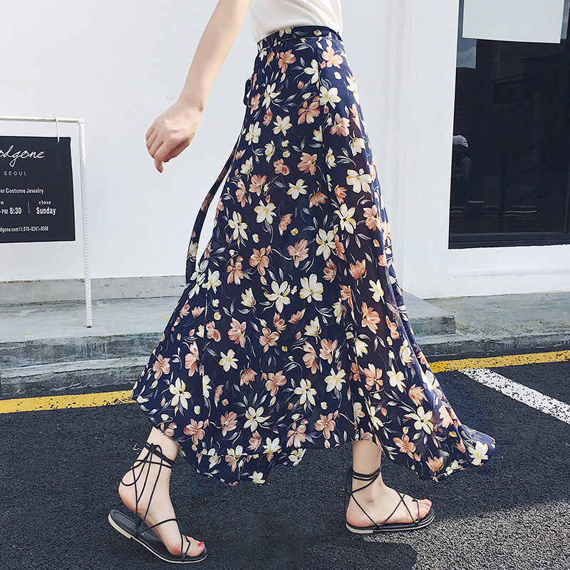 Boho chiffon split maxi skirt on sale