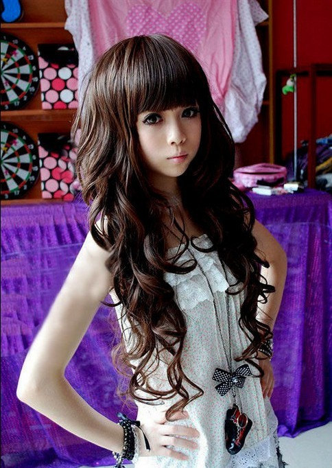 Trendy Style Fashion Long Curly Wave Cosplay Women Girl Hair Full Wig Wigs