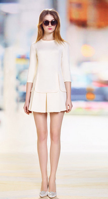 Spring Fashion Minimalist Slim Pure Color Temperament Long Sleeve Large Size Dress