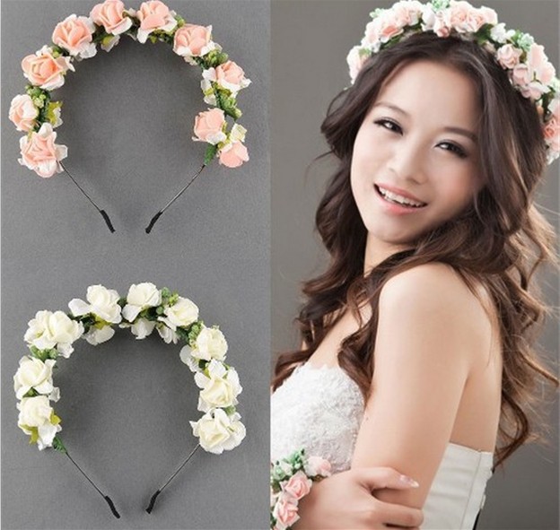 Flower Garland Floral Bridal Headband Hairband Wedding Hair Prom