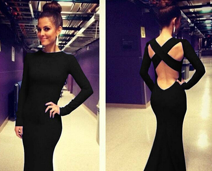 Women Long Sleeve Prom Ball Cocktail Party Dress Formal Evening Gown