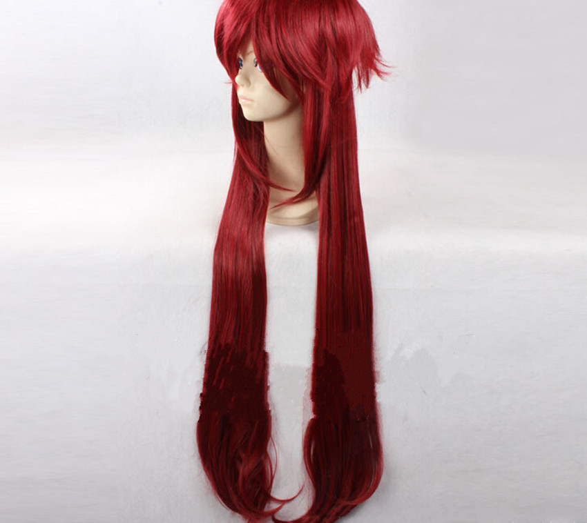 Dark Red Butler Grell Sutcliff Shinigami Costume Cosplay Party Wig Wigs