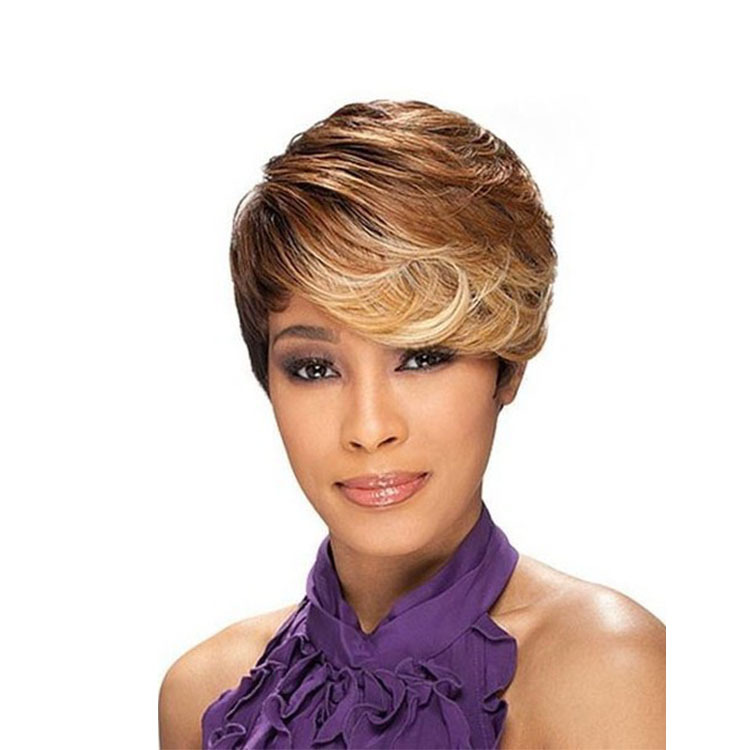 European Clearance Equal Synthetic Gradient Short Streaked Wig Wigs
