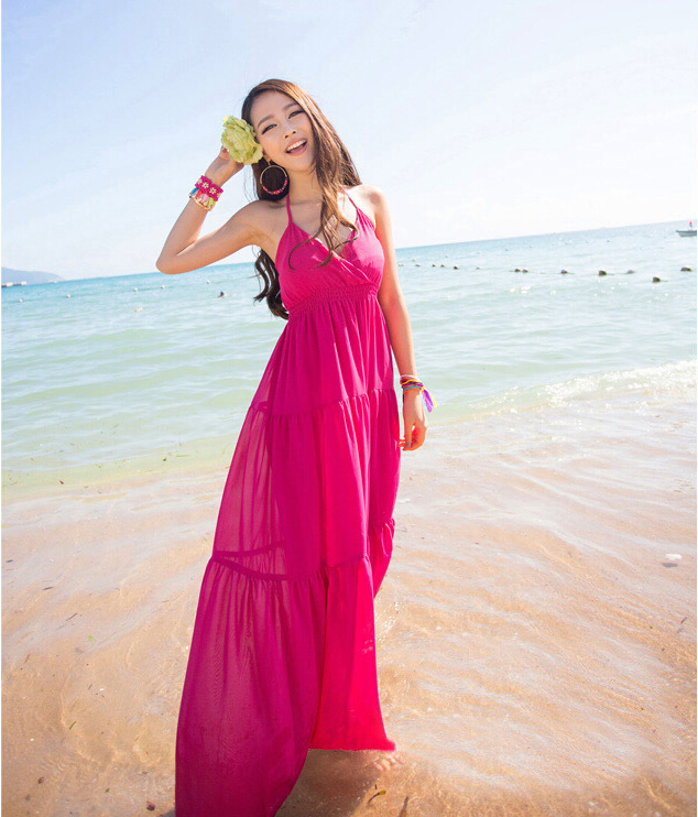 Summer Cotton Sleeveless Long Sundress V Neck Casual Elegant Beach ...