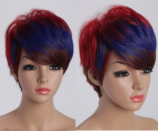Harajuku Short Hair Various Colors Straight Wigs Synthetic Cosplay Party Wig
