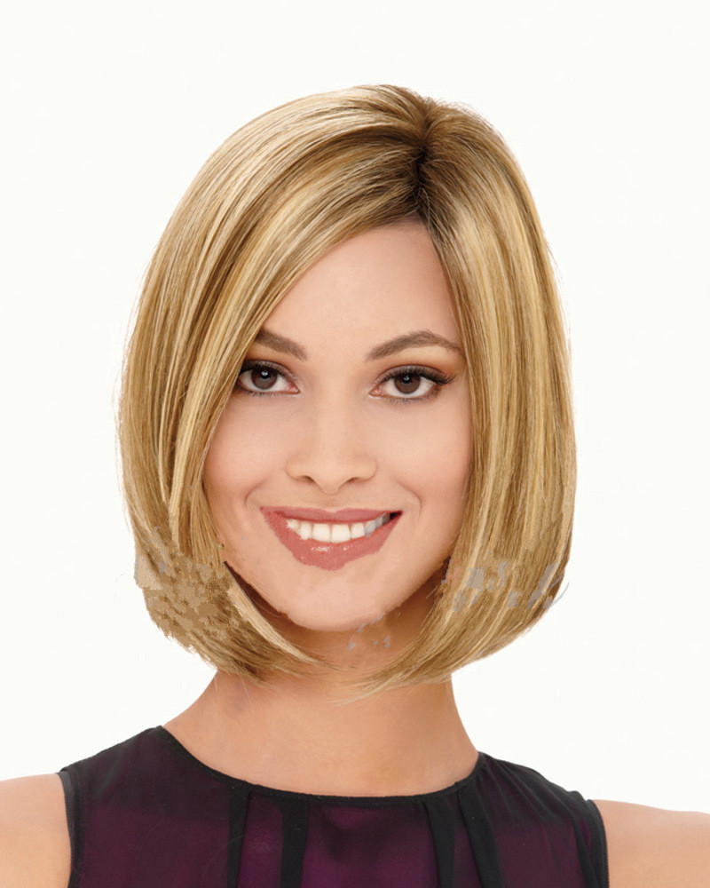 Very Pretty Color Elegant Cut Women Short Synthetic Hair Wig Side Parting Bobo Bob Haircut