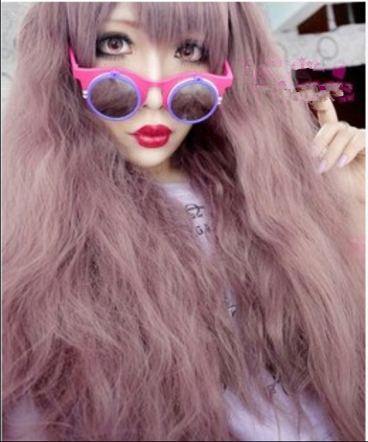 Fluffy Harajuku Japanese Taro Purple Wig Oblique Bangs Cosplay Animation Wigs