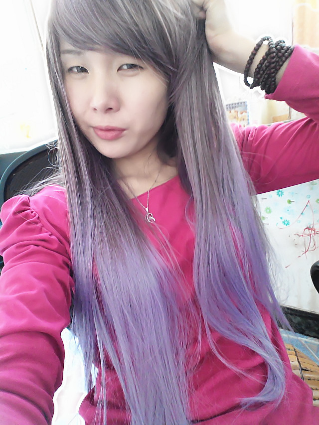 Harajuku Stunning Exclusive Gradient Purple Wigs Cos Prom Night Party Long Straight Hair Wig