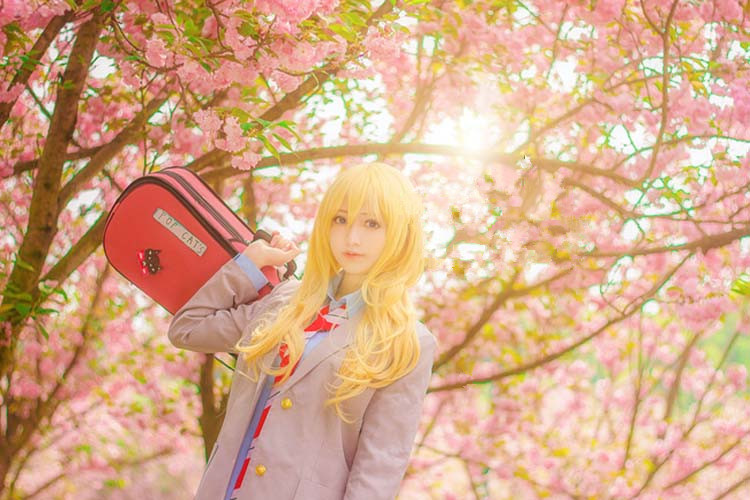 Your Lie In April Smoked Golden Palace Garden Level Micro Long Cosplay Hair Wig
