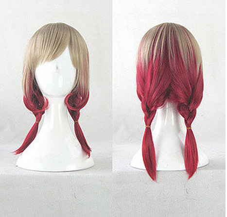 Larry Rose Anime Short Tails And Linen Harajuku Gradient Rose Curly Wig