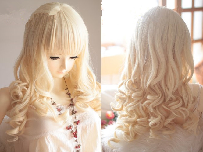 Gold Heat Friendly Long Curly Wave Princess Cosplay Party Hair Wig 26'' 65cm