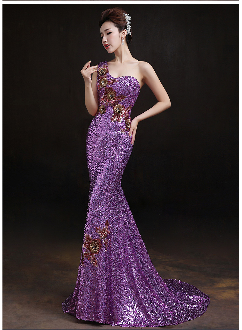 Nice One Shoulder Sequins Mermaid Dress Ball Gown Formal Evening Party Dresses