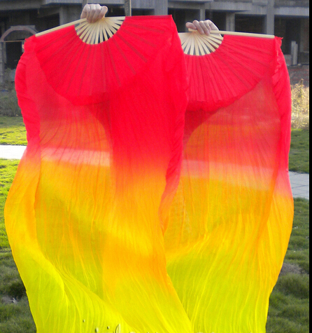 2016 New Beautiful Chinese Style Handmade 1.2m belly Bamboo Dance Silk Fan Veil