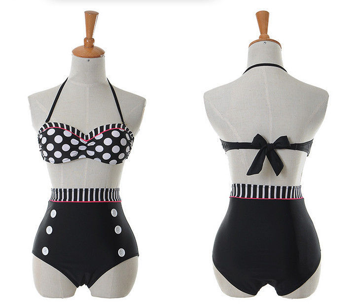 Red & Black Retro Pinup High Waist Bikini Polka Swimwear main image 0