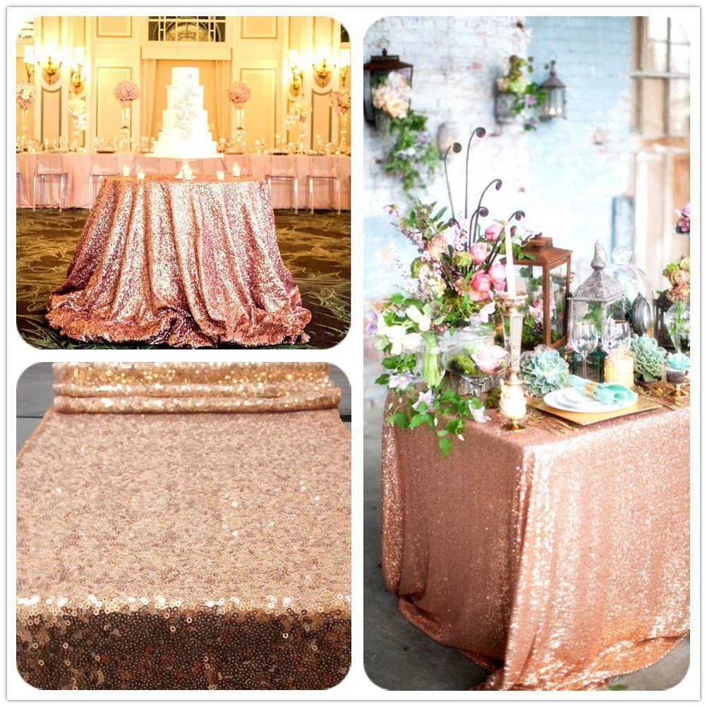 120cmx180cm Rose Gold Sequin Tablecloth For Wedding Event Party Banquet