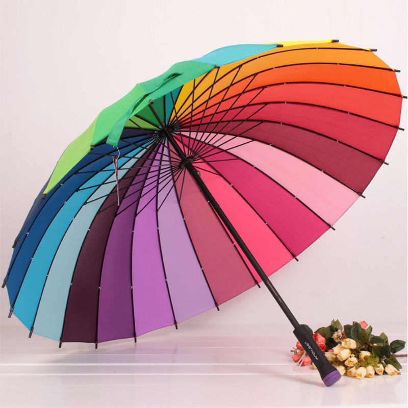 New Attractive Multicolour Women ladies Umbrella Genuine Rainbow Color Umbrellas