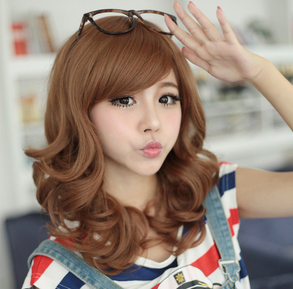 Long Big Wavy Curly Cosplay Party Lady Girl Full Fluffy Wig Wigs Hair Side Bangs