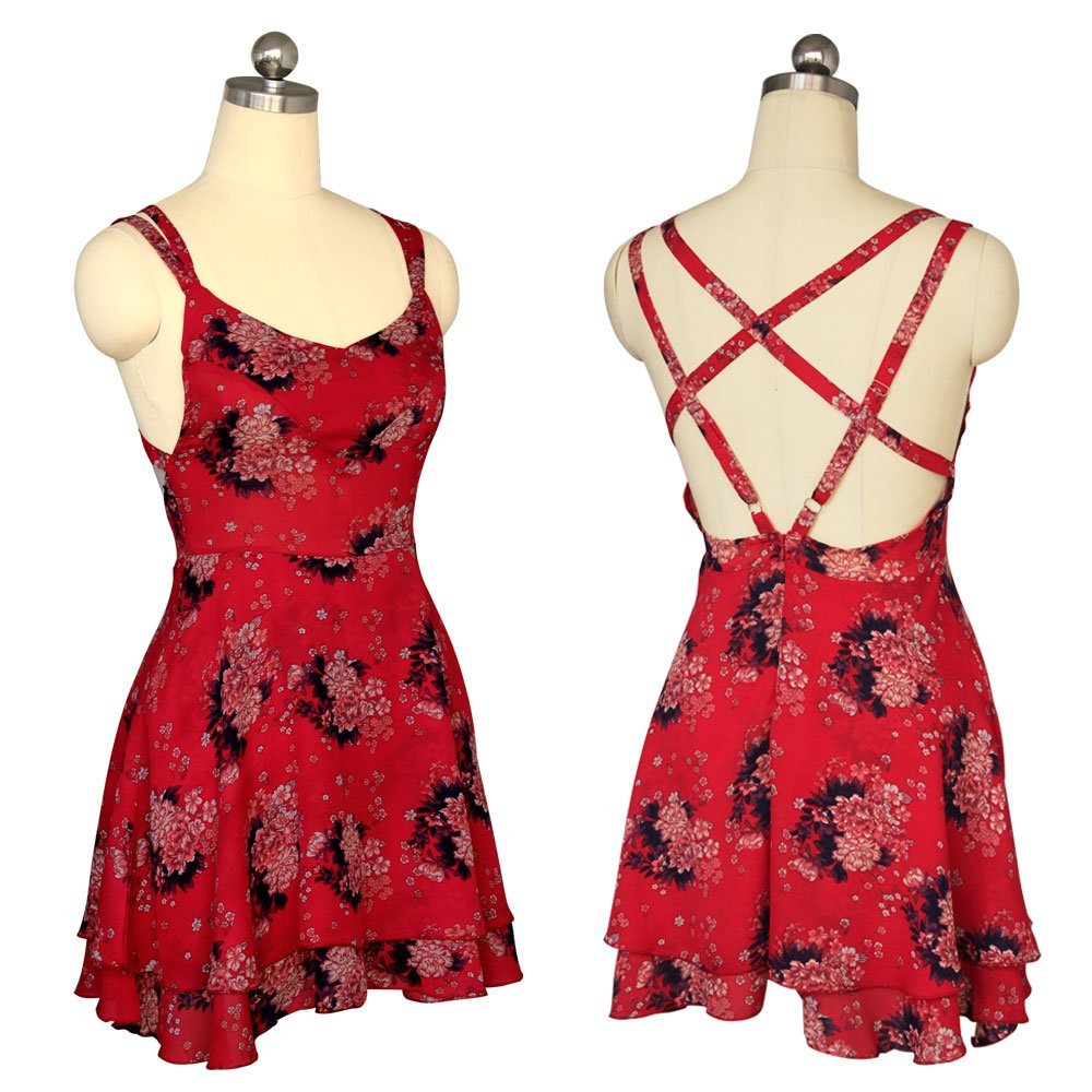 Red Summer Sexy Women Sleeveless Party Dress Evening Cocktail Casual Mini Dress
