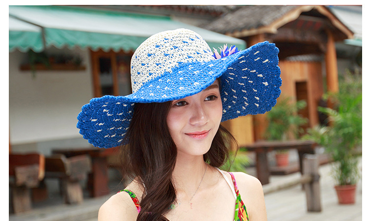 Raffia Sunscreen Large Brimmed Hat Summer Anti Uv Travel Beach Hat Sun Hats