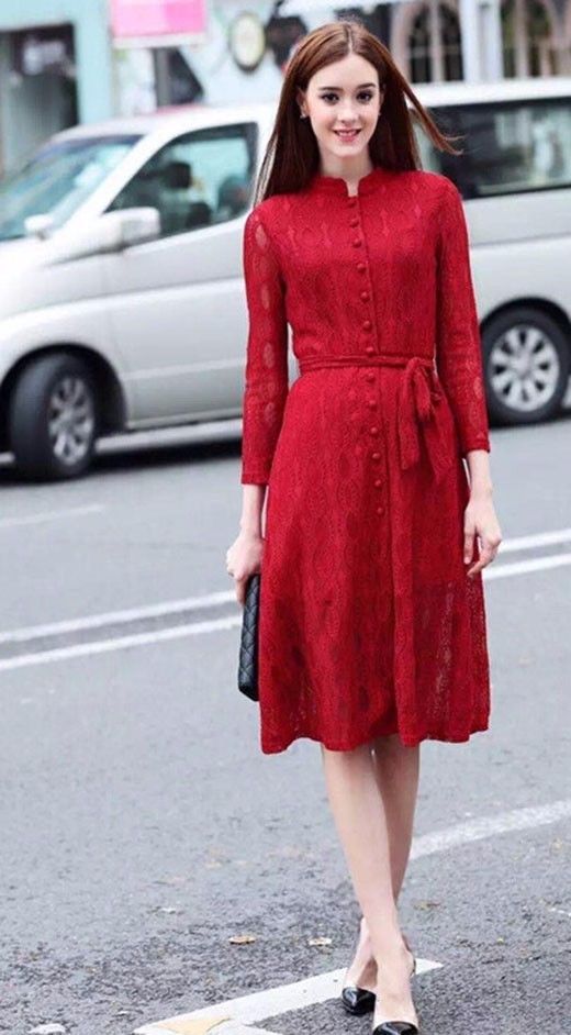 Red Wine Lace Runway Women Bodycon Flash Fashion Mid-long Dress