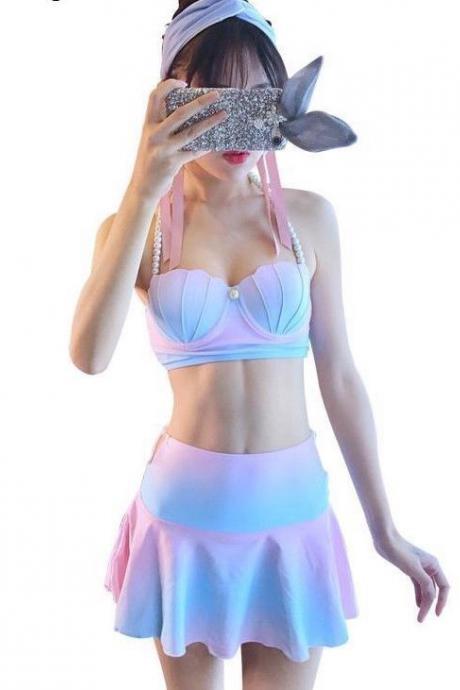 Beauty Mermaid Bikini Top Swimsuits Push Up Swimwear Bathing Suit Tankini Set
