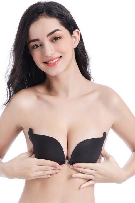 Invisible Strapless Push Up Self Adhesive Backless Magic Stick Black Breast Bra