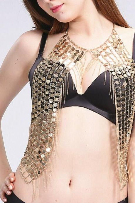 Shoulder Chain Jewelry Sequins Tassel Halter Top Wear Bikini Harness Necklace