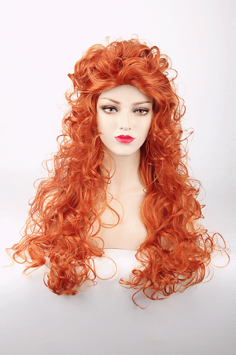 Long Wig Curly Wavy Orange Hair Heat Resistant Women Cosplay Wigs