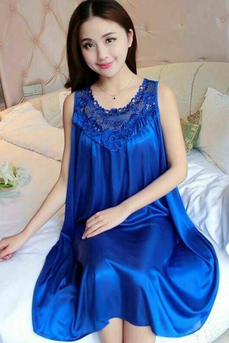 Most Fit M to 3XL Women Silk Silky Satin Pajamas Robe Nightgown Soft Sleepwear