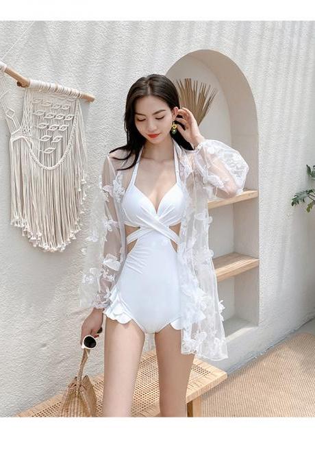 High Quality Luxury Attractive Women Vintage High Waist Sexy Swimsuit Lace Outerwear