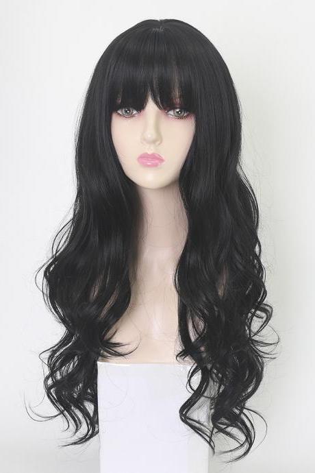 Fashion Women Wig Heat Resistant Long Big Curly Wave Hair Cosplay Costume Black Full Wigs