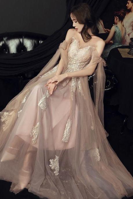 Banquet Elegant Evening Fairy Floral Cozy Champagne Lace Birthday Party Mori Dinner Bridesmaid Dress