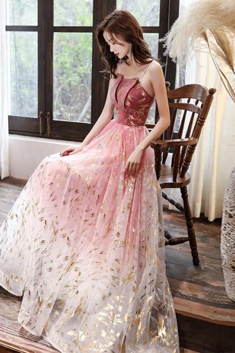 Sparkly Romantic Evening Banquet Women Noble Rose Red Spaghetti Strap Prom Bride Long Dress
