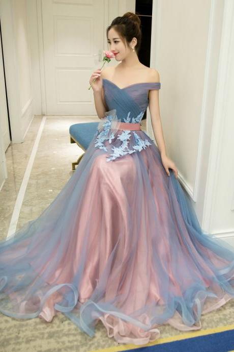 Gorgeous Stylish Grey Banquet Evening Strapless Bridal Bridesmaid Princess Long Elegant Tulle Prom Dress
