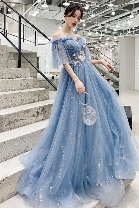 Temperament Elegant Princess Chiffon Strapless High Waist Gown Long Evening Dress