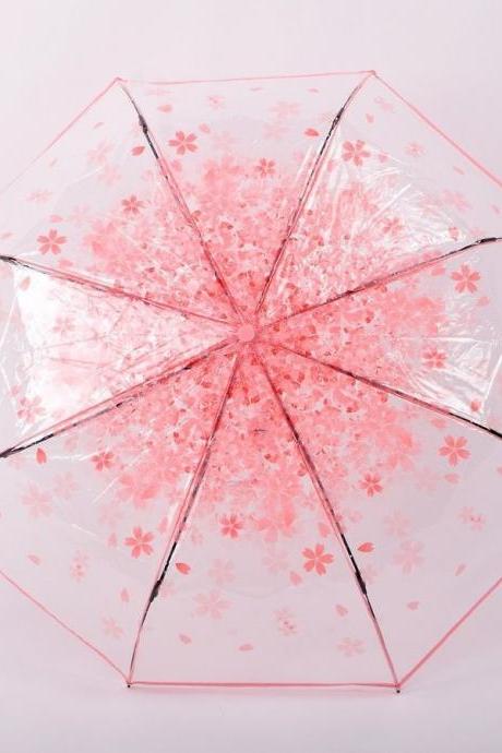 Lolita Girls Light Weight Transparent Sakura Fold Foldable Umbrella Umbrellas