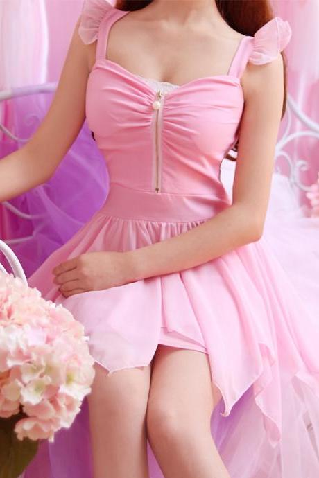 Gothic Kawaii Cute Nice Sweet Dolly Lolita Mori Girl Sleeveless Chiffon Dress