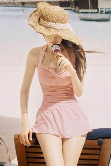 Sexy Retro Pink Swimsuit Swimwear Vintage Pin Up High Waist Beach Bikini Set