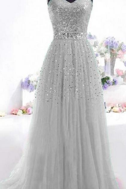 Custom Made Sweetheart Neckline Shimmery Sequin Floor Length Dress, Prom Dresses, Wedding Dress , Bridesmaid Dresses