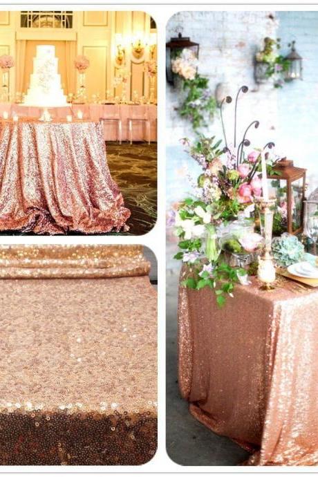 120cmx180cm Rose Gold Sequin Tablecloth For Wedding Event Party Banquet