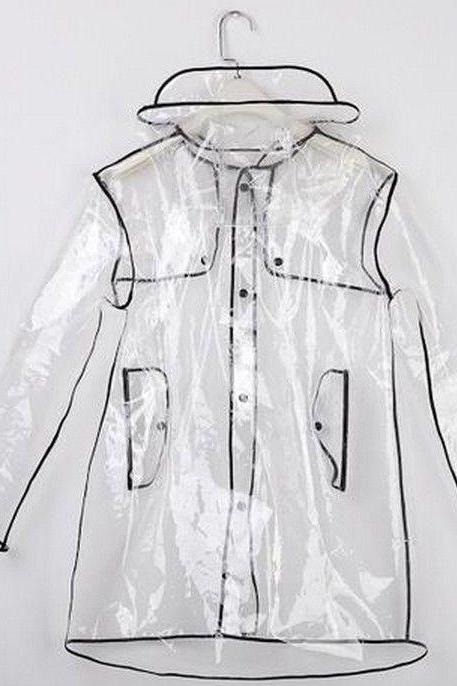 Fashion Short Long Clear Transparent Pvc Runway Jacket Rain Coat Men Womens Girl