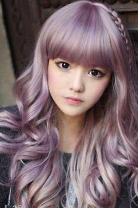 Japanese Harajuku Zippe Purple Mix Gradient Curly Cosplay Party Lolita Wig Wigs
