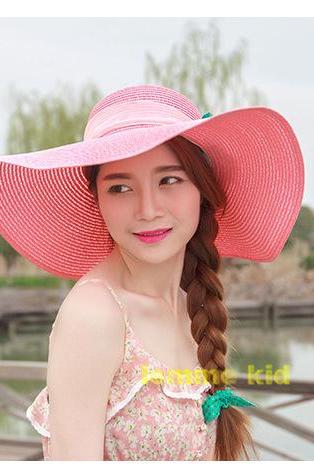 Sunscreen Ladies Women Beach Large brimmed Foldable Anti-UV Straw Hat Hats